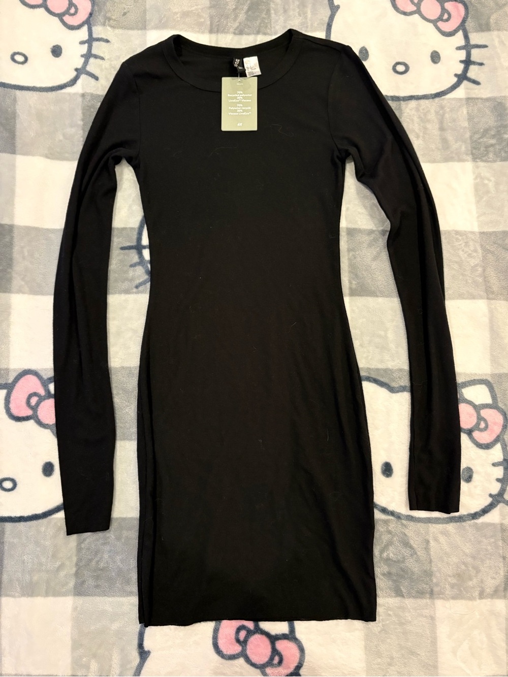 NWT H&M Divided Black Long Sleeve Bodycon Mini Dress